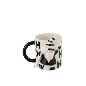 MUG + SPOON SANTA CLAUS DOLOMITE WHITE/BLACK