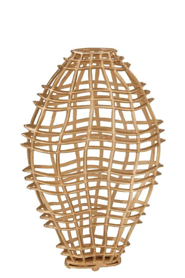 VASE DECO BARS ALUMINIUM GOLD LARGE