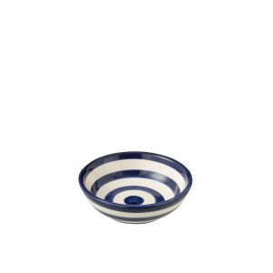 BOWL GRANADA STRIPES LOW CERAMIC WHITE/COBALTO BLUE SMALL