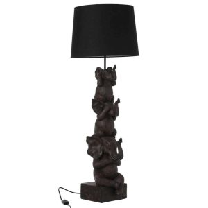 LAMP 3 ELEPHANTS POLYRESIN BROWN