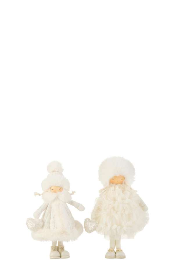 GIRL STANDING FUR TEXTILE WHITE SMALL ASSORTMENT OF 2