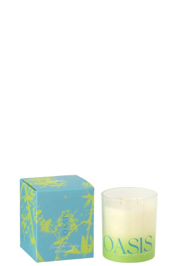 SCENTED CANDLE OASIS WAX BLUE/GREEN LARGE