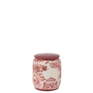 JAR MORIKO ROUND PORCELAIN RED/WHITE SMALL