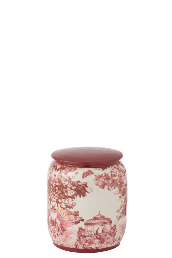 JAR MORIKO ROUND PORCELAIN RED/WHITE SMALL