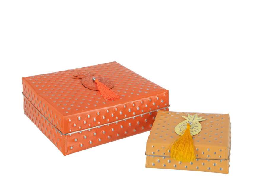 SET OF 2 NESTED BOXES KURT METAL ORANGE