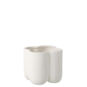 FLOWERPOT BUDDY CLAY WHITE MEDIUM