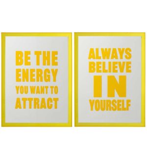 QUOTE BOARD ENERGY/BELIEVE CANVAS WHITE/NEON YELLOW ASSORTMENT OF 2