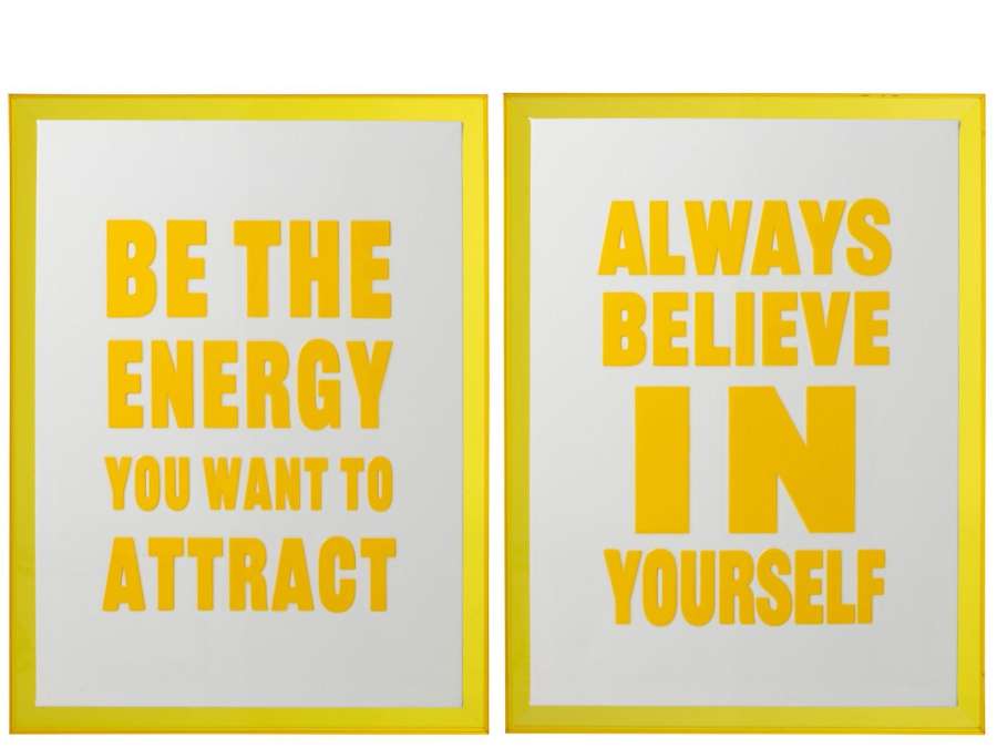 QUOTE BOARD ENERGY/BELIEVE CANVAS WHITE/NEON YELLOW ASSORTMENT OF 2