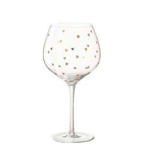 WINE GLASS HEART GLASS TRANSPARENT/GOLD