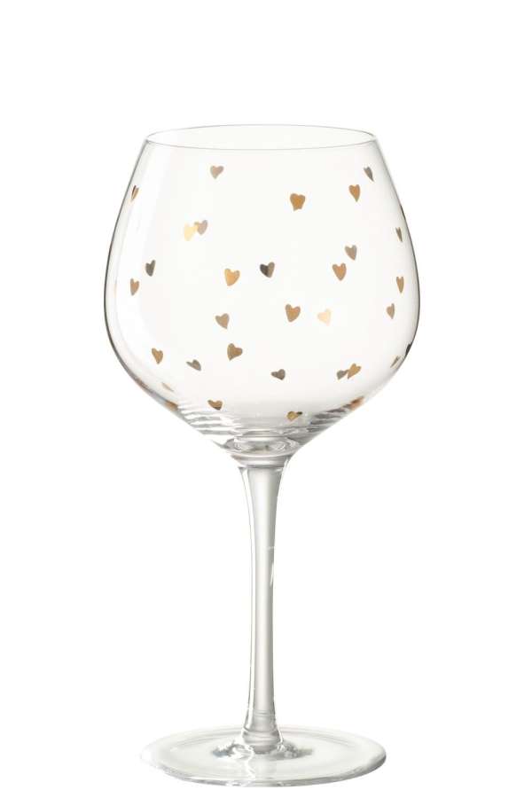WINE GLASS HEART GLASS TRANSPARENT/GOLD