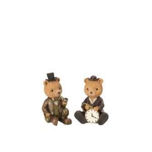BEAR SITTING PIPE + CLOCK STONE MULTICOLORED ASSORTMENT OF 2