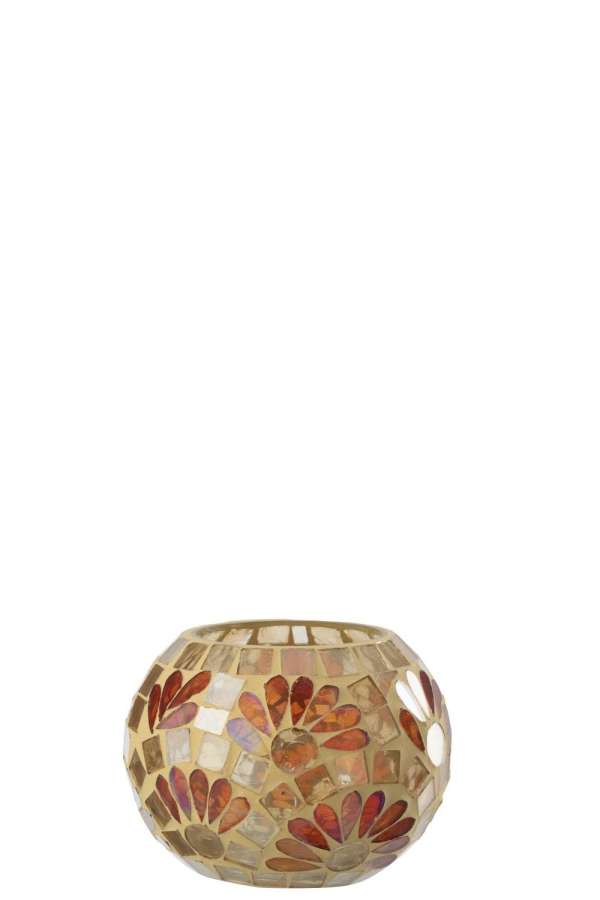 CANDLE HOLDER GLASS OFF-WHITE/WARM YELLOW MEDIUM