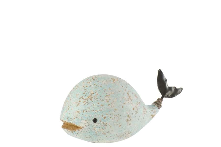 WHALE PAULOWNIA WOOD WHITE/LIGHT BLUE SMALL