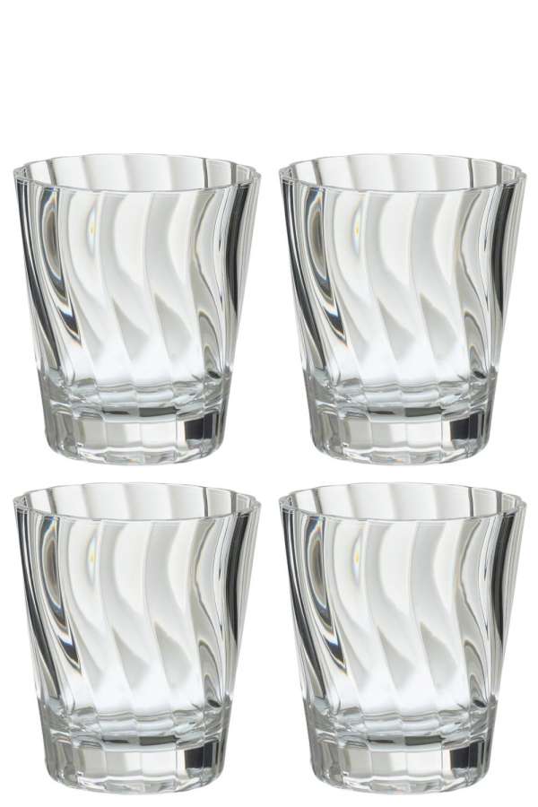 BOX OF 4 DRINK GLASS PLASTIC TRANSPARENT