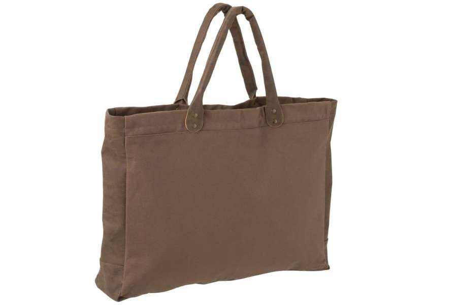 BEACH BAG SHORT HANDLES TEXTILE BROWN