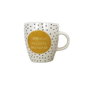 Kaffekopp -lite krus med tekst-Verdens Kuleste Bestefar -ca 7X8 cm