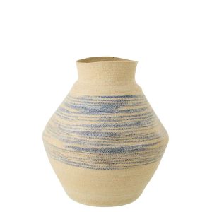 BASKET STRIPED SEAGRASS NATURAL/BLUE LARGE