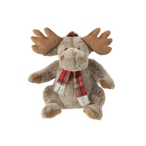 REINDEER+SCARF PLUSH POLYESTER BROWN LARGE