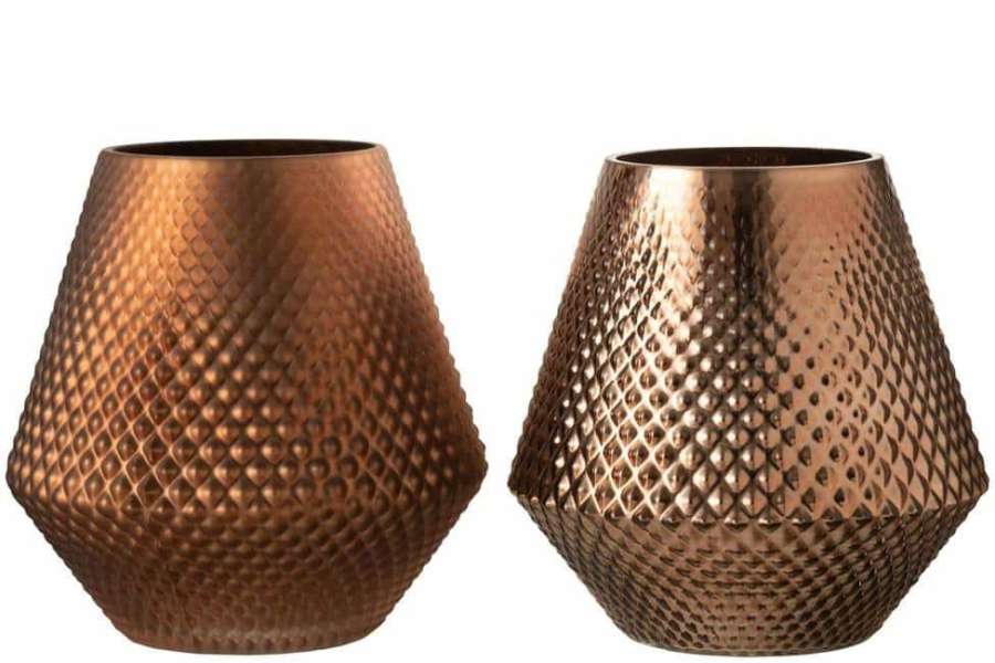 TEALIGHT HOLDER CARI GLASS COPPER LARGE ASS