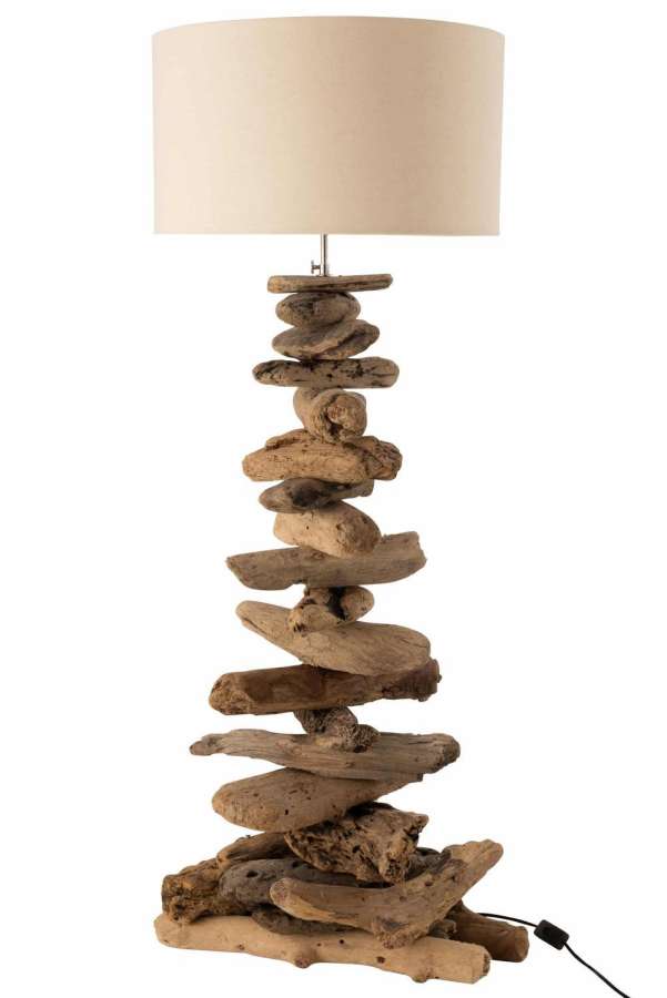 LAMP+SHADE DRIFTWOOD NATURAL/WHITE MEDIUM