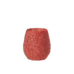 TEALIGHT HOLDER GLASS CHRISTMAS RED LARGE