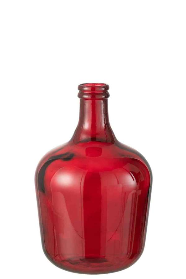 VASE CARAFE GLASS RED MEDIUM