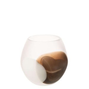 HURRICANE BALL GLASS WHITE/BROWN LARGE