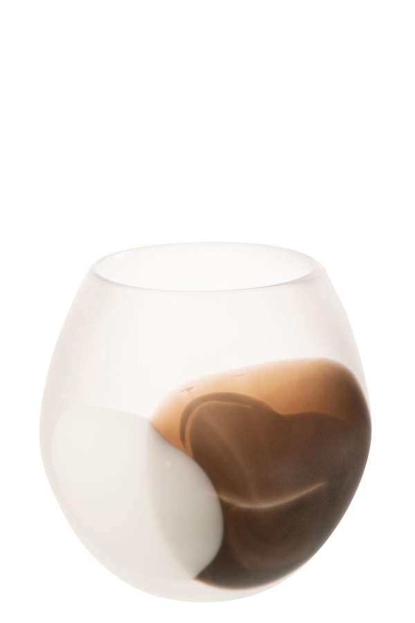 HURRICANE BALL GLASS WHITE/BROWN LARGE