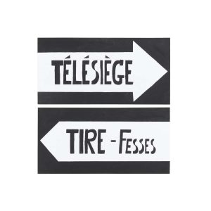 PLACARD ARROW SKI WOOD BLACK/WHITE ASSORTMENT OF 2