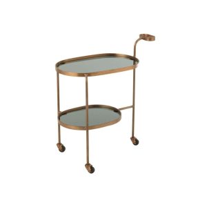 DESSERT TROLLEY OVALE 2 LEVELS IRON/GLASS BLACK/BRONZE