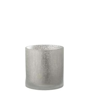 HURRICANE CYLINDER CRAQUELURE GLASS GREY LARGE