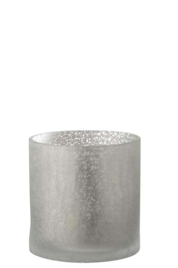 HURRICANE CYLINDER CRAQUELURE GLASS GREY LARGE