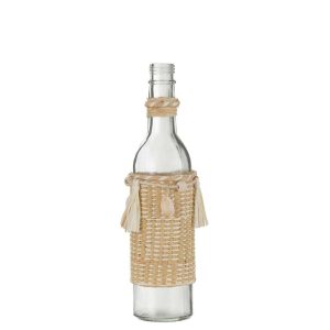 BOTTLE DECORATION WITH SHELLS GLASS NATURAL