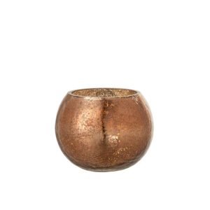 HURRICANE LIGHT BALL CRAQUELURE GLASS PEARL EFFECT BROWN MEDIUM