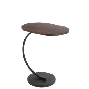 SIDE TABLE SWOOSH IRON/MANGO WOOD  BROWN/BLACK