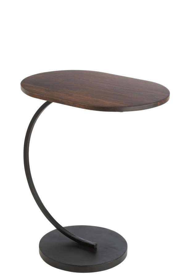 SIDE TABLE SWOOSH IRON/MANGO WOOD  BROWN/BLACK