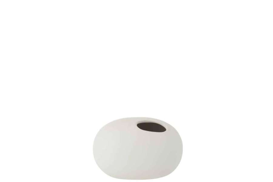 VASE OVAL CERAMIC MATT WHITE SMALL