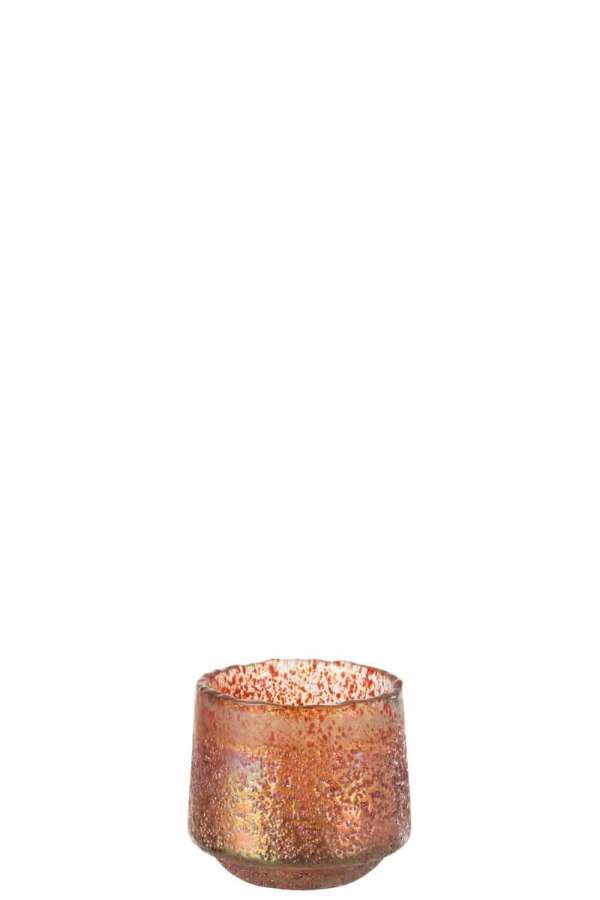 TEALIGHT HOLDER DOTS GLASS ORANGE MEDIUM