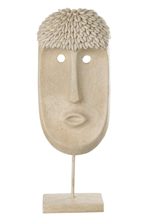 FACE STAND ETHNIC STONE/RESIN BEIGE LARGE