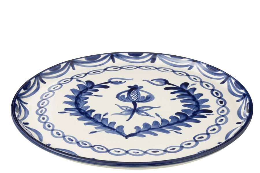 PLATE GRANADA CERAMIC WHITE/COBALTO BLUE