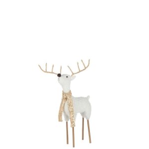 REINDEER SCARF POLYESTER WHITE/GOLD COLORED SMALL