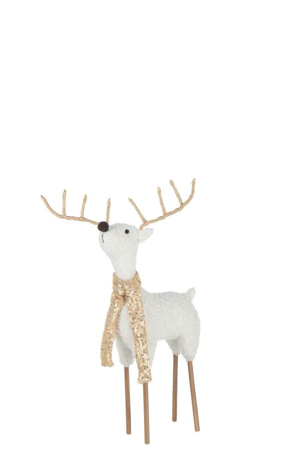 REINDEER SCARF POLYESTER WHITE/GOLD COLORED SMALL