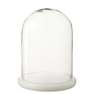 DECORATIVE BELL JAR GLASS WHITE LARGE