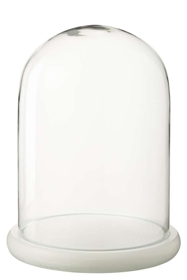 DECORATIVE BELL JAR GLASS WHITE LARGE
