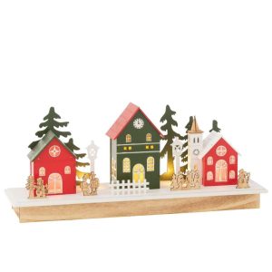 DECO WINTER LED VILLAGE WOOD MIX