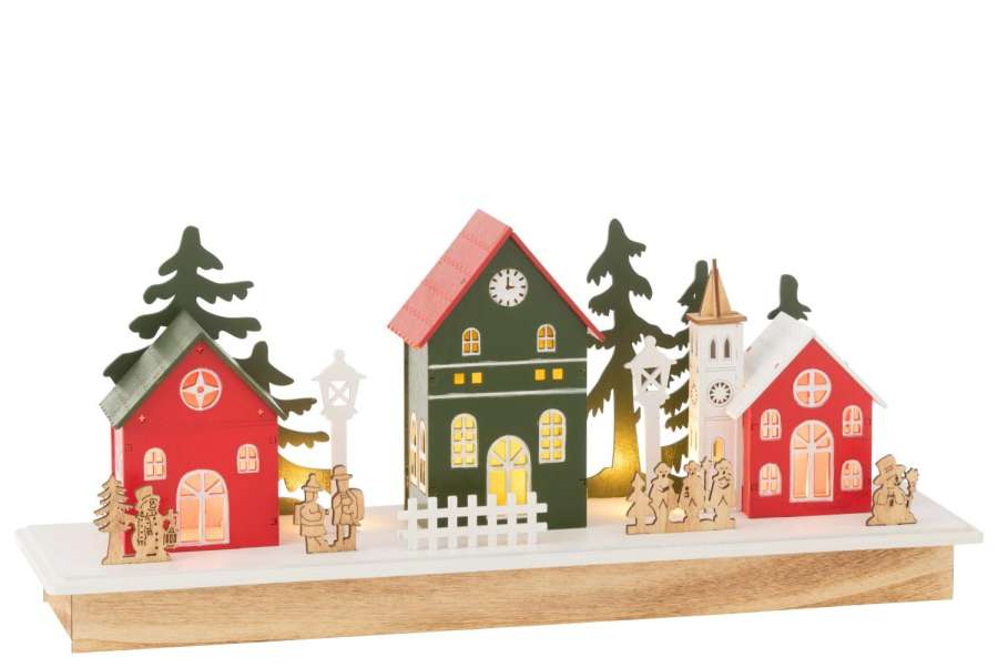 DECO WINTER LED VILLAGE WOOD MIX