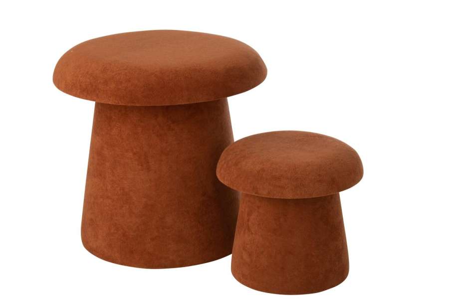 SET OF 2 STOOL MUSHROOM MDF TERRACOTTA