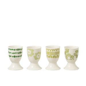 SET OF 4 EGG CUPS IN WINDOWBOX CERAMIC GREEN