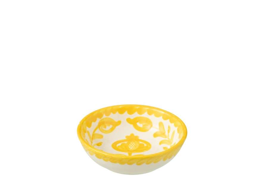 BOWL GRANADA LOW CERAMIC WHITE/YELLOW SMALL