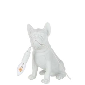 LAMP BULLDOG POLY WHITE